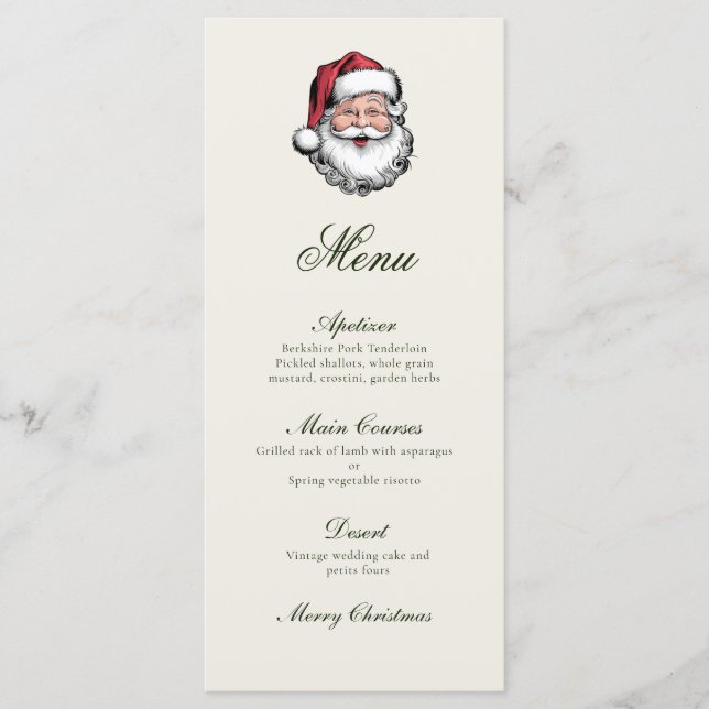 Traditional Vintage Christmas  Menu (Front)