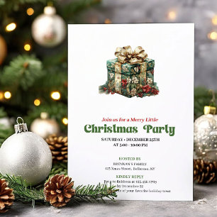 Traditional vintage Christmas present party invite