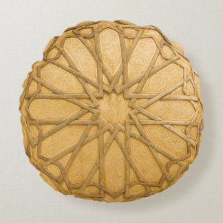 Traditional vintage detail of door, Morocco Round Cushion