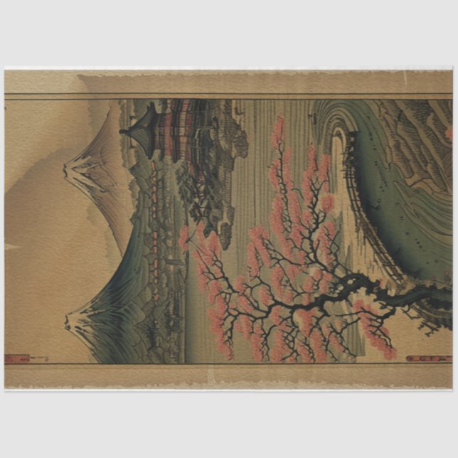 Traditional vintage Japanese nature Landscape No2 Tissue Paper (Front)