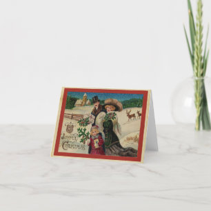 Traditional vintage victorian christmas holiday card