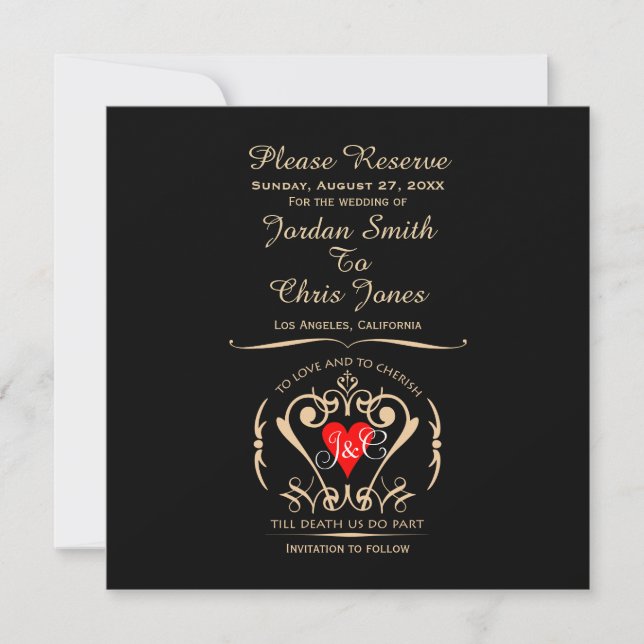 Traditional Vows Save The Date Card (Front)