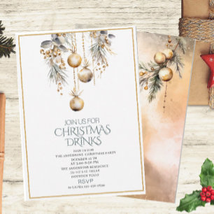 Traditional Watercolor Winter Merry Christmas Invi Invitation