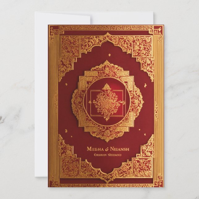 traditional wedding card design, grand, elegant, s (Front)