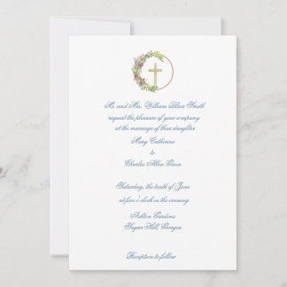 Traditional Wedding Invitation Wooden Cross Floral