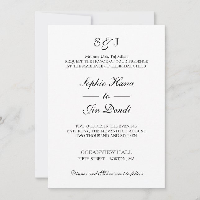 Traditional Wedding Invitations (Front)