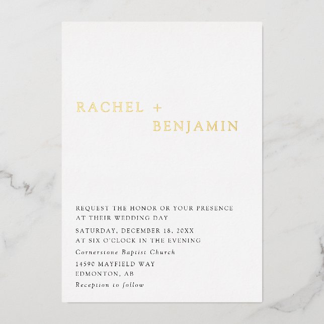 Traditional Wedding Minimalist Gold Foil Elegant (Front)
