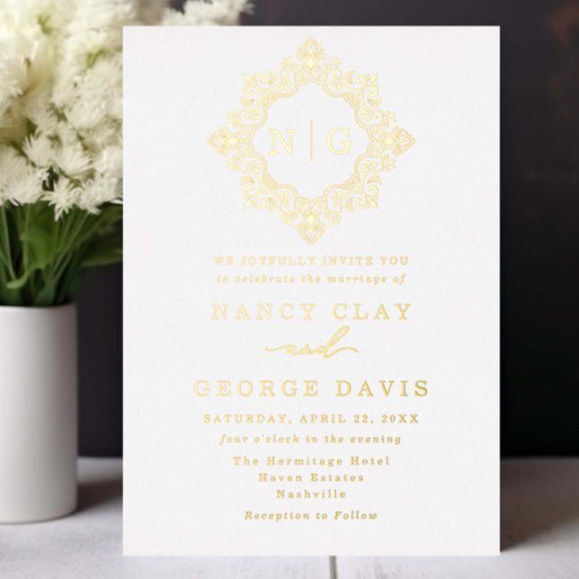 Traditional White and Gold Crest Monogram Wedding (Creator Uploaded)