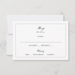 Traditional White Black Border Wedding RSVP Card