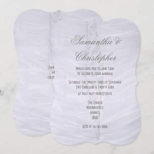Traditional white laced brides dress wedding invitation