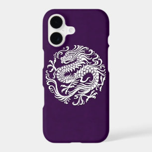 Traditional White on Purple Chinese Dragon Circle
