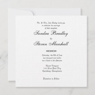 Traditional White Wedding Invitation