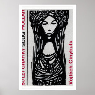 Traditional Woman Matchbox Art Print, Czech Poster