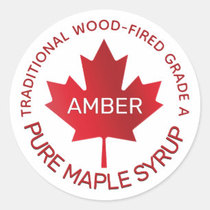 Traditional Wood-fired Maple Syrup Red Leaf GradeA Classic Round Sticker