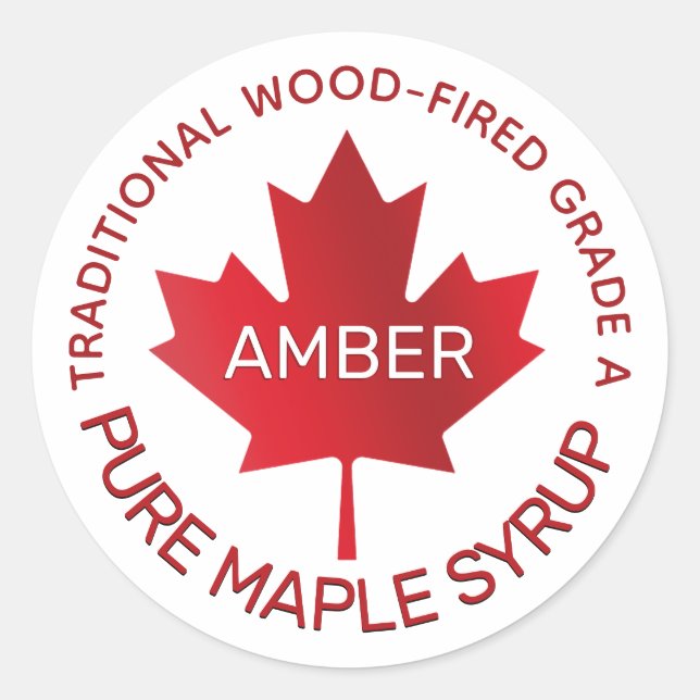 Traditional Wood-fired Maple Syrup Red Leaf GradeA Classic Round Sticker (Front)