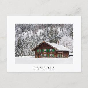 Traditional wooden house in Bavaria white postcard