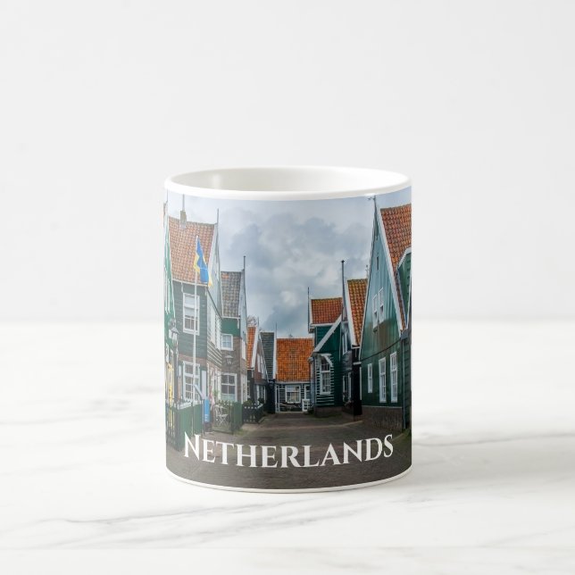Traditional wooden houses in Marken village Coffee Mug (Center)