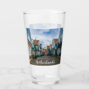 Traditional wooden houses in Marken village Glass