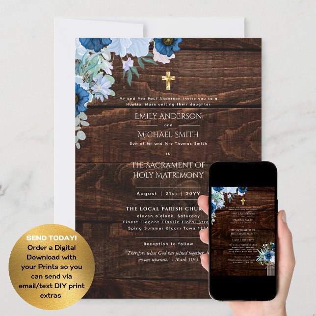 Traditional Wording Catholic Wedding Nuptial Mass Invitation (Creator Uploaded)