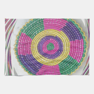 Traditional Woven   whirl Tea Towel