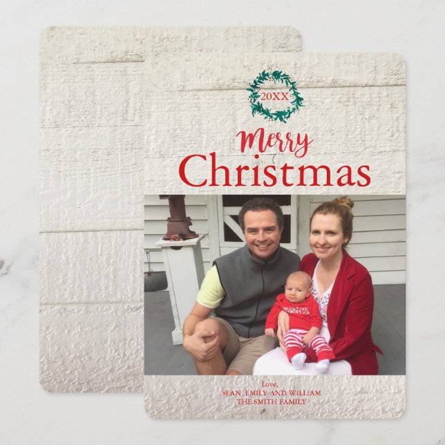 Traditional Wreath Christmas Card (Front/Back)