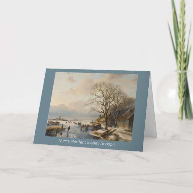 Traditional Xmas winter landscape New Year card (Front)