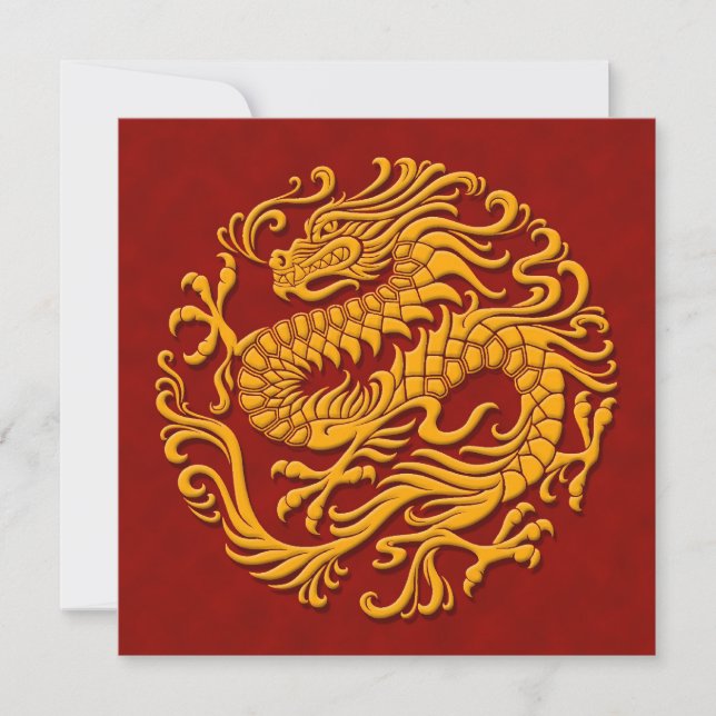 Traditional Yellow and Red Chinese Dragon Circle (Front)