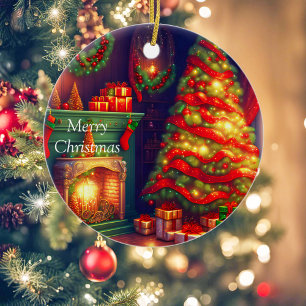 Traditionally Vintage style Christmas tree  Ceramic Tree Decoration