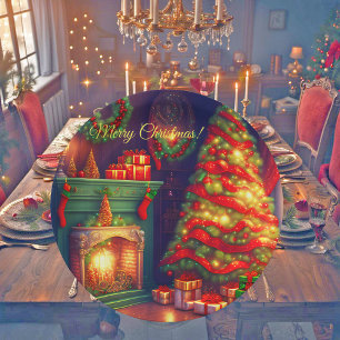 Traditionally Vintage style Christmas tree  Paper Plate