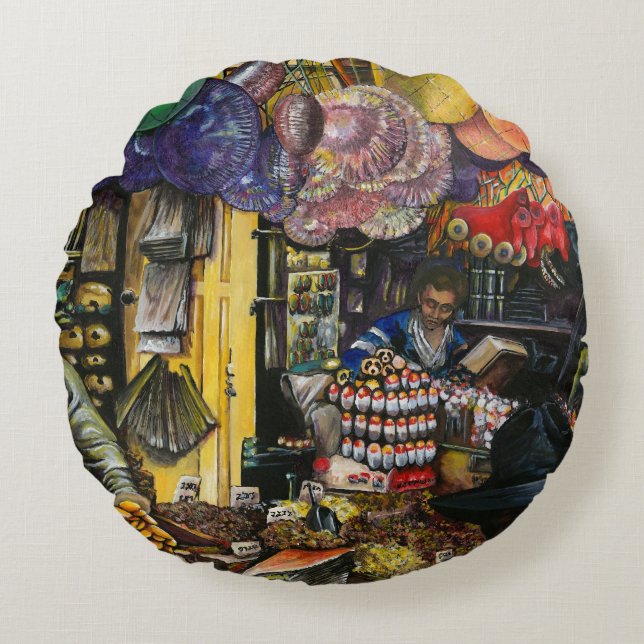 Traditions of Ancient Commerce, Jerusalem Round Cushion (Front)