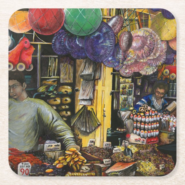 Traditions of Ancient Commerce, Jerusalem Square Paper Coaster (Front)