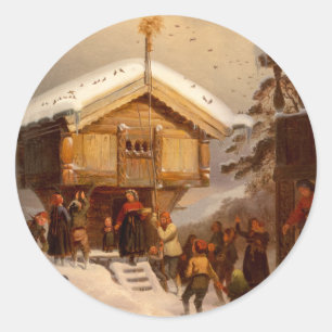 Traditions of Christmas Juleskikk Norweigan Classic Round Sticker