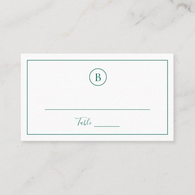 Traditonal Emerald Green Elegant Wedding Place Card (Front)