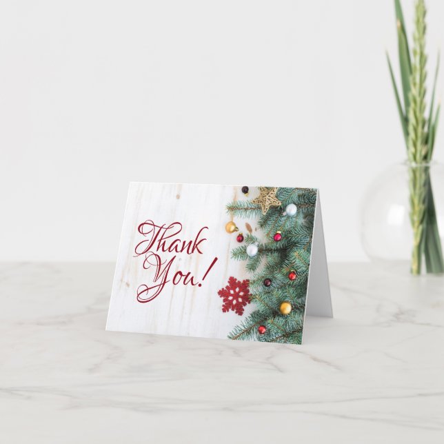 Tradtional Themed Christmas Holiday Thank You Card (Front)