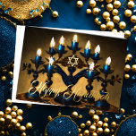 Tradtional Vintage Menorah Happy Hanukkah Foil Holiday Card<br><div class="desc">Tradtional Vintage Menorah Happy Hanukkah</div>