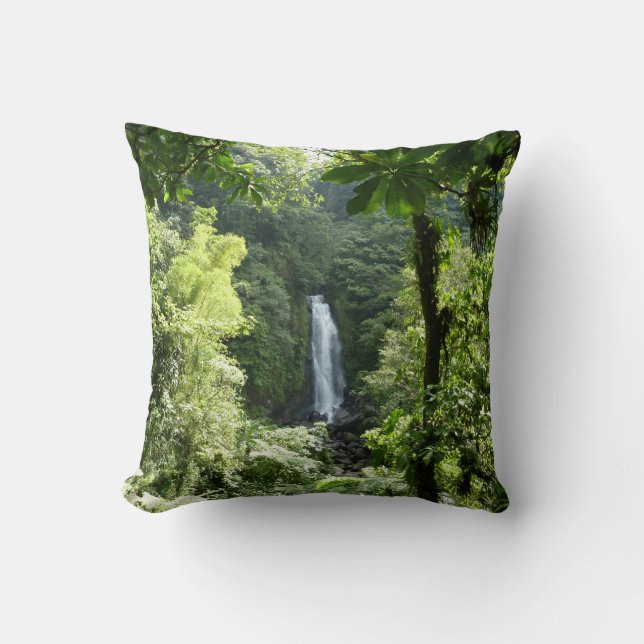 Trafalgar Falls Tropical Rainforest Photography Cushion (Front)