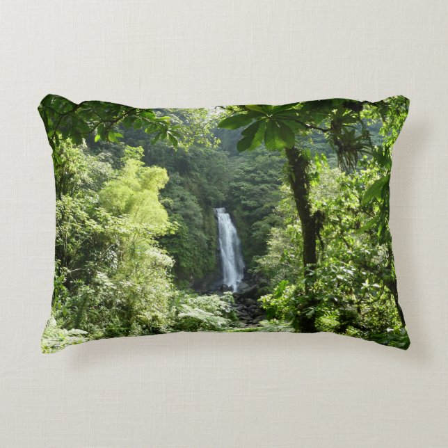 Trafalgar Falls Tropical Rainforest Photography Decorative Cushion (Front)