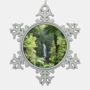 Trafalgar Falls Tropical Rainforest Photography Snowflake Pewter Christmas Ornament