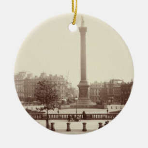 Trafalgar Square, London (sepia photo) Ceramic Tree Decoration