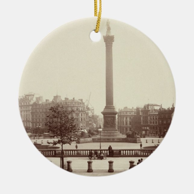 Trafalgar Square, London (sepia photo) Ceramic Tree Decoration (Front)