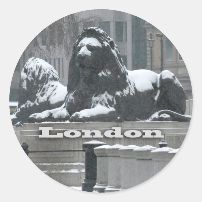 Trafalgar Square London - Snow Classic Round Sticker (Front)