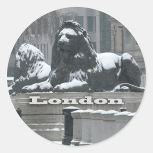 Trafalgar Square London - Snow Classic Round Sticker