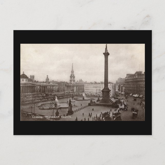 Trafalgar Square, London Vintage Postcard (Front)