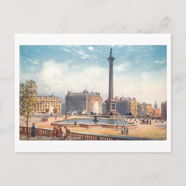 Trafalgar Square London Vintage Postcard (Front)