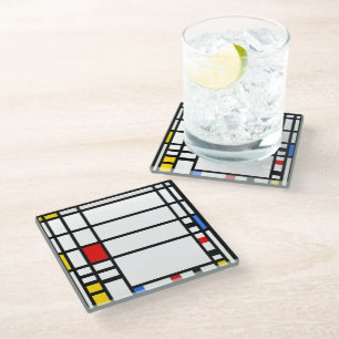 Trafalgar Square - Piet Mondrian - Modern Art Glass Coaster