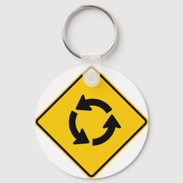 Traffic Circle Highway Sign Key Ring (Front)