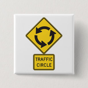 Traffic Circle Road Sign Yellow Diamond 15 Cm Square Badge
