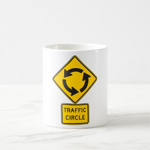Traffic Circle Road Sign Yellow Diamond Coffee Mug