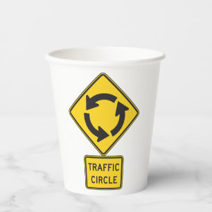 Traffic Circle Road Sign Yellow Diamond Paper Cups