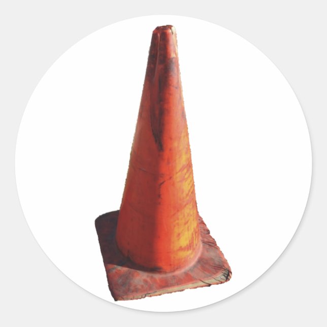 Traffic Cone Classic Round Sticker (Front)